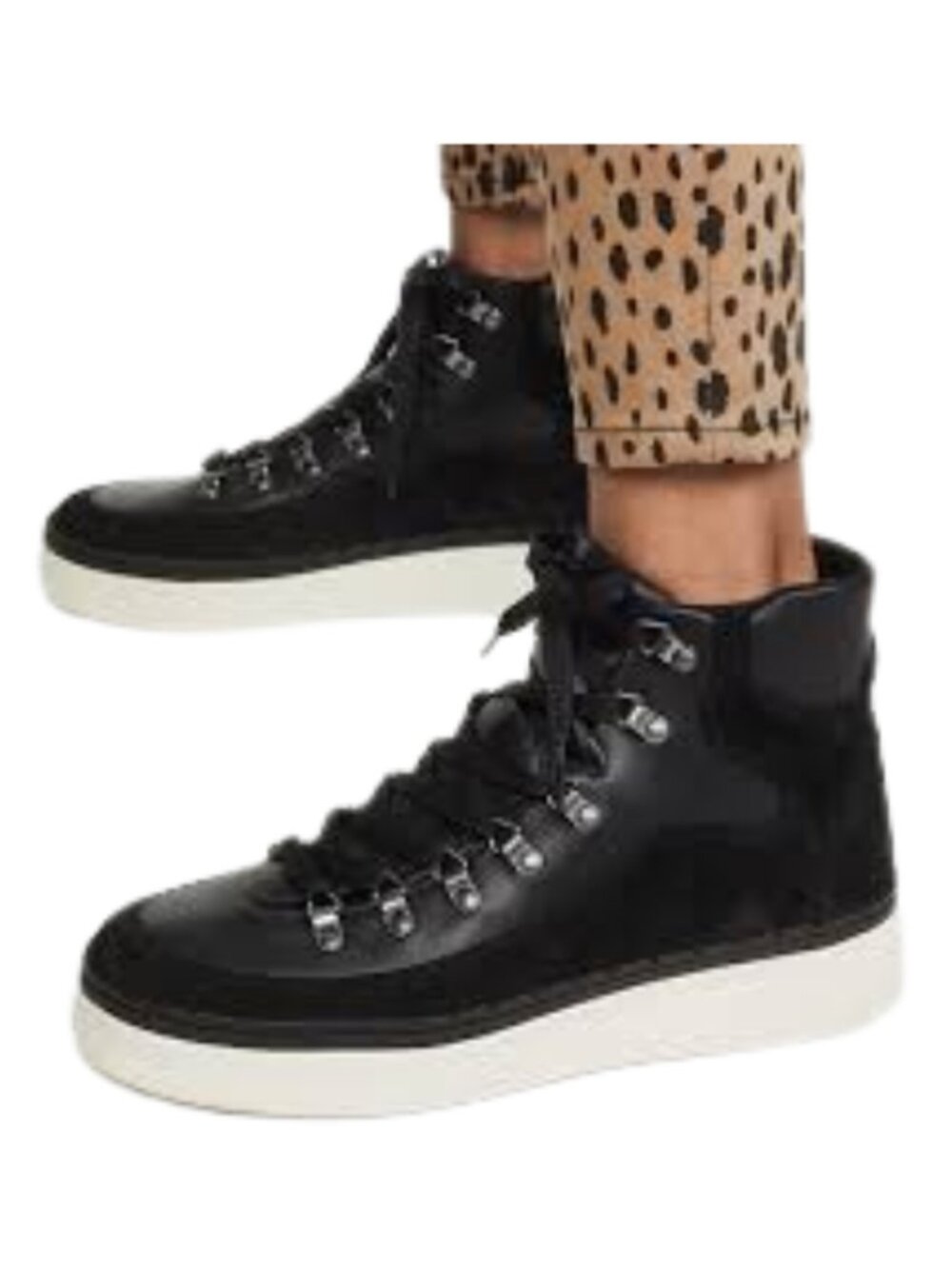 NEW Vince Black Leather & Suede High-Top Sneakers 9
